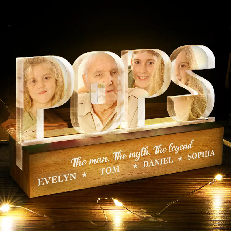 Gift For Father,Custom Photo,Gift For Grandpa - Custom Photo Best Grandpa Father Papa Dad Thank You - Personalized Custom Shaped LED Light