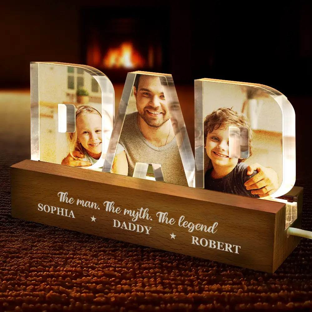 Gift For Father,Custom Photo,Gift For Grandpa - Custom Photo Best Grandpa Father Papa Dad Thank You - Personalized Custom Shaped LED Light