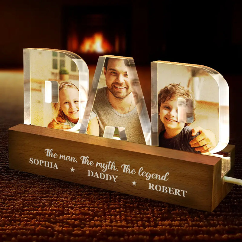 Gift For Father,Custom Photo,Gift For Grandpa - Custom Photo Best Grandpa Father Papa Dad Thank You - Personalized Custom Shaped LED Light