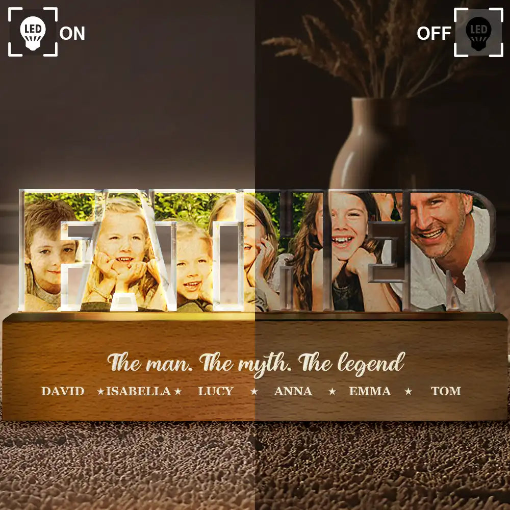 Gift For Father,Custom Photo,Gift For Grandpa - Custom Photo Best Grandpa Father Papa Dad Thank You - Personalized Custom Shaped LED Light