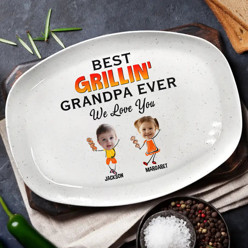 Grilling, Gift For Father, Happy - Custom Photo Best Grillin' Dad Ever We Love You - Personalized Plate
