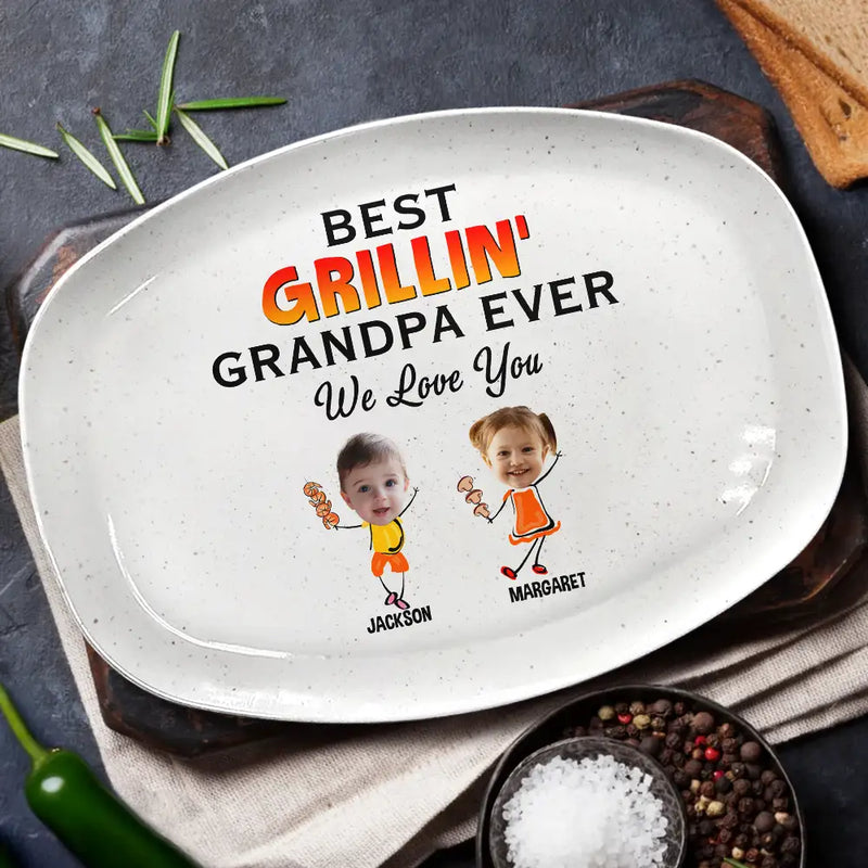 Grilling, Gift For Father, Happy - Custom Photo Best Grillin' Dad Ever We Love You - Personalized Plate