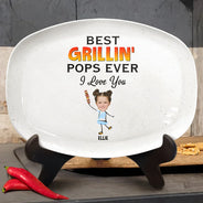 Grilling, Gift For Father, Happy - Custom Photo Best Grillin' Dad Ever We Love You - Personalized Plate