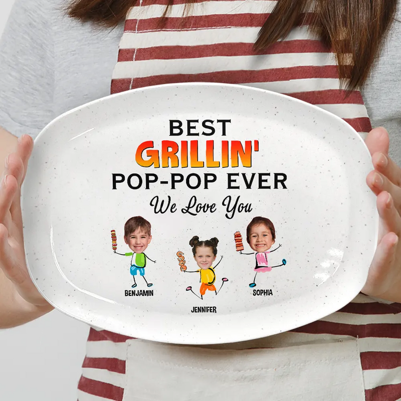 Grilling, Gift For Father, Happy - Custom Photo Best Grillin' Dad Ever We Love You - Personalized Plate