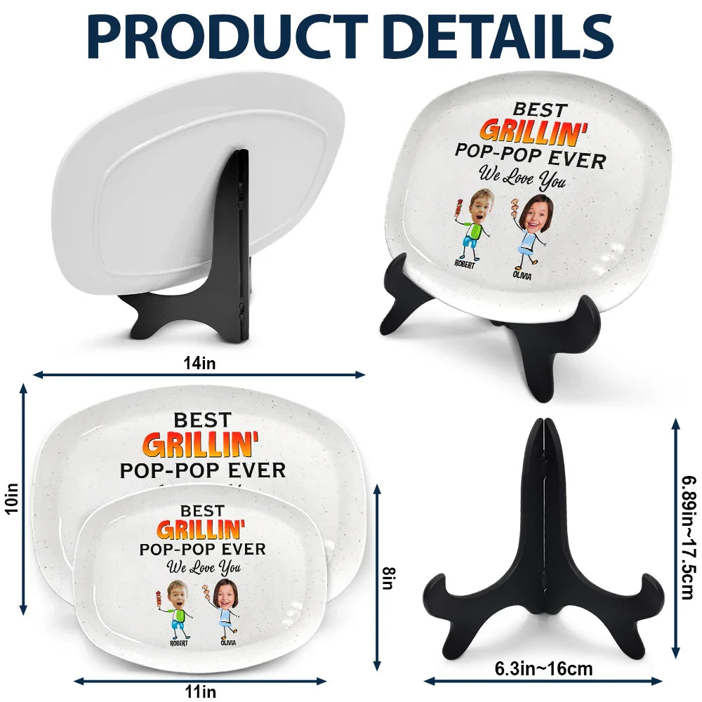 Grilling, Gift For Father, Happy - Custom Photo Best Grillin' Dad Ever We Love You - Personalized Plate