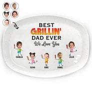 Grilling, Gift For Father, Happy - Custom Photo Best Grillin' Dad Ever We Love You - Personalized Plate