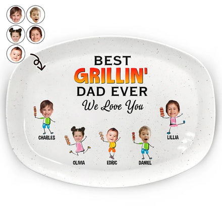 Photo personnalisée Meilleur papa grilladeur de tous les temps Nous t'aimons - Assiette personnalisée