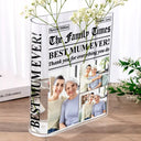 Gift For Father,Gift For Mother,Gift For Women,Gift For Men,Love - Custom Photo Best Mom Dad Ever Newspaper Theme - Personalized Acrylic Book Vase