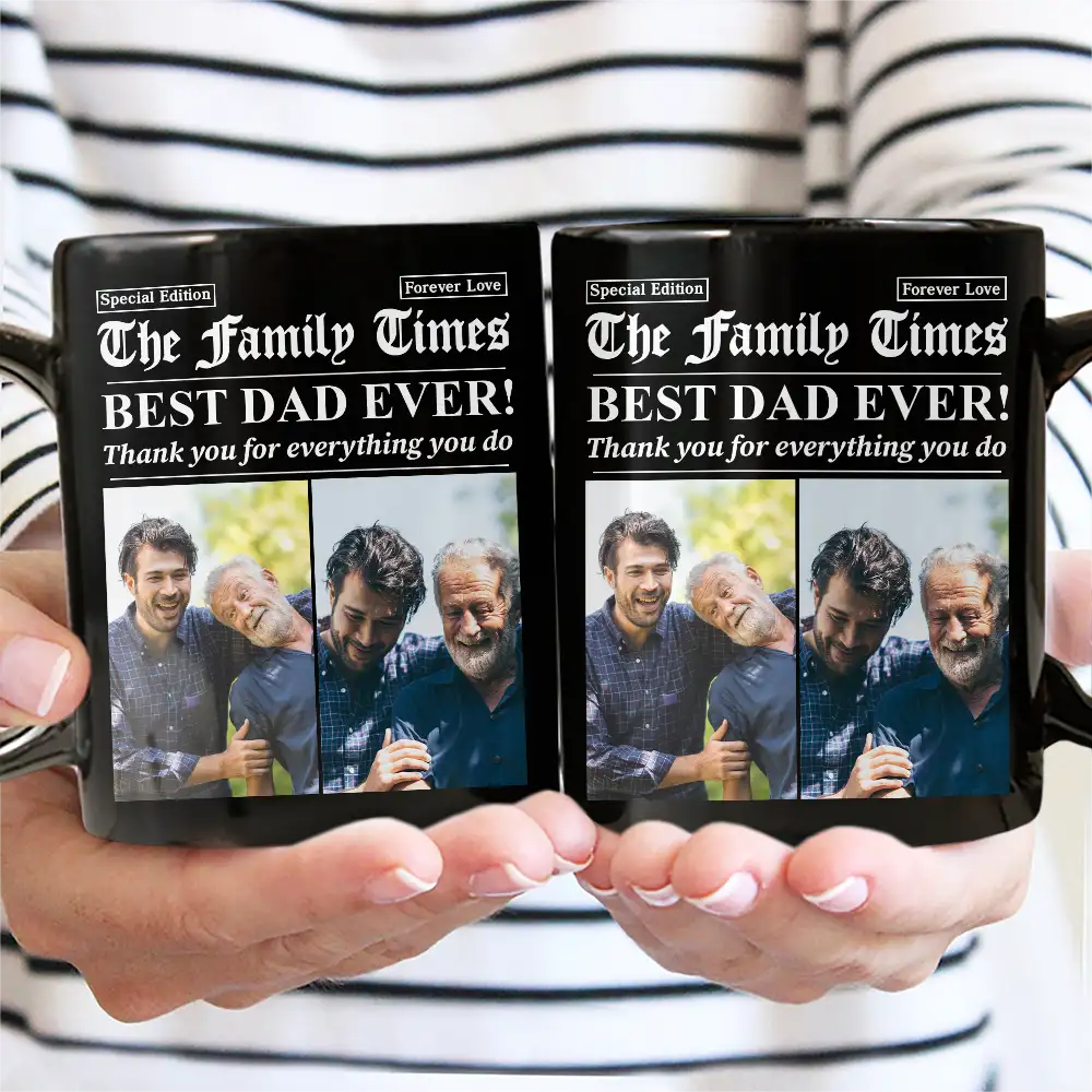 Gift For Mother, Gift For Father, Gift For Women, Gift For Men, Love - Custom Photo Best Mom Dad Ever Newspaper Theme - Personalized Mug