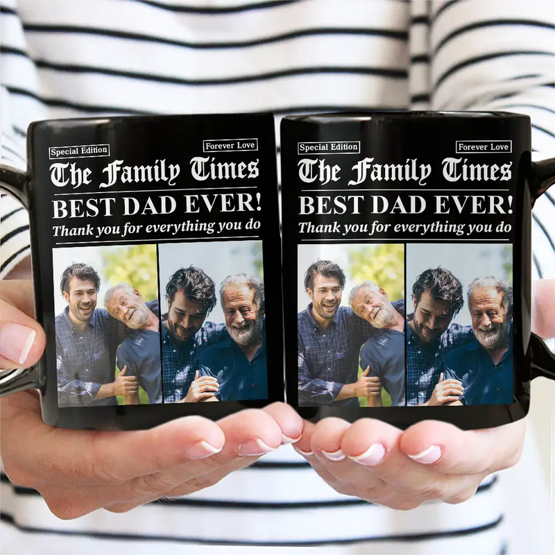 Gift For Mother, Gift For Father, Gift For Women, Gift For Men, Love - Custom Photo Best Mom Dad Ever Newspaper Theme - Personalized Mug