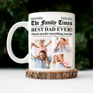 Gift For Mother, Gift For Father, Gift For Women, Gift For Men, Love - Custom Photo Best Mom Dad Ever Newspaper Theme - Personalized Mug
