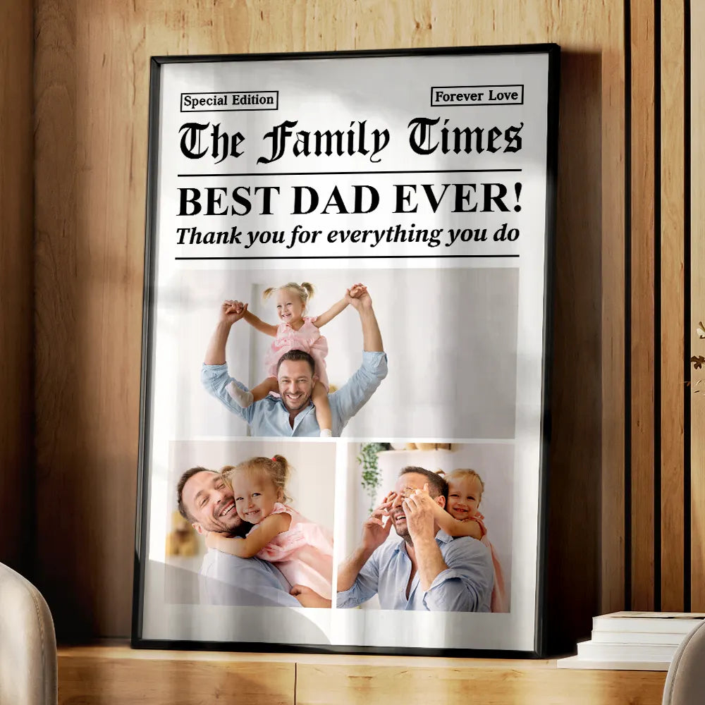 Gift For Mother,Gift For Father,Gift For Women,Gift For Men,Love - Custom Photo Best Mom Dad Ever Newspaper Theme - Personalized Poster