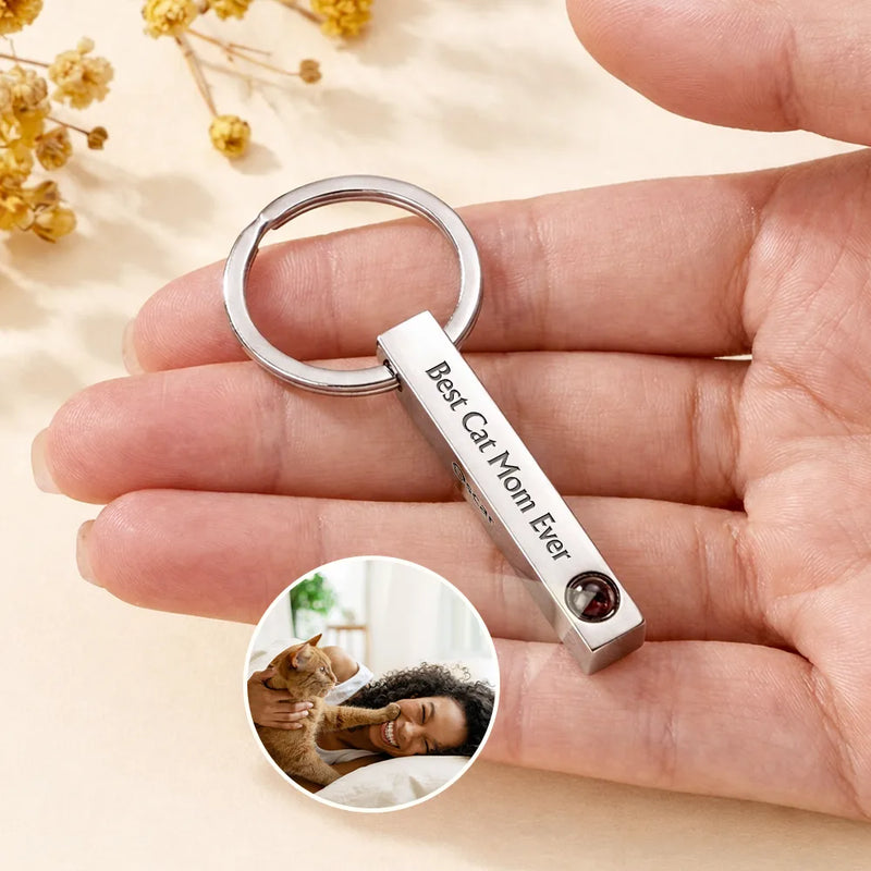 New Mom,Single Mom,Mom,Daughters,Sons,Mom - Children,Pet Mom - Custom Photo Best Mom Ever - Personalized Photo Projection Keychain