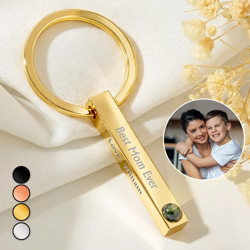 New Mom,Single Mom,Mom,Daughters,Sons,Mom - Children,Pet Mom - Custom Photo Best Mom Ever - Personalized Photo Projection Keychain