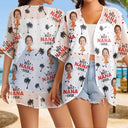 Summer,Gift For Wife,Gift For Women,Happy,Beach,Gift For Mother,Gift For Grandma - Custom Photo Best Mom Ever Coconut Palm - Personalized Women Kimono Cardigan