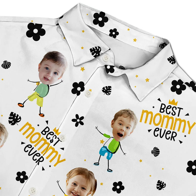 Gift For Mother,Mom,Children - Custom Photo Best Mom Ever Travel Floral Pattern - Personalized Hawaiian Shirt