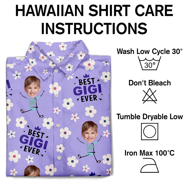 Gift For Mother, Gift For Grandma, Love, Custom Photo - Custom Photo Best Mom Grandma Ever Flower Pattern - Personalized Hawaiian Shirt
