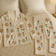 Custom Photo Best Mom Grandma Ever Flower Pattern - Personalized Satin Pajama Set