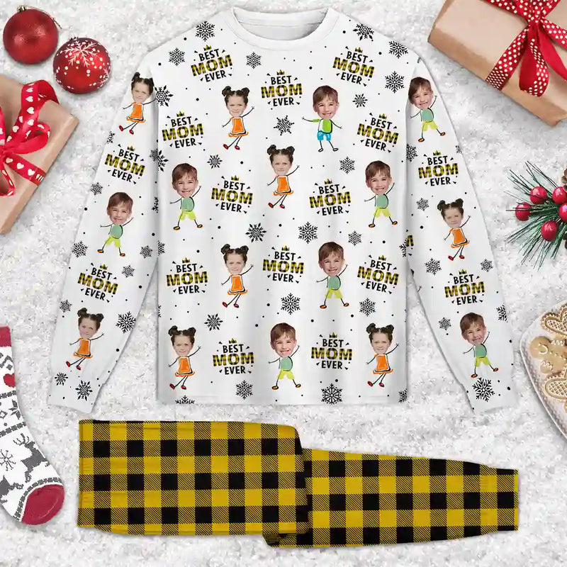 Happy,Gift For Grandma,Gift For Grandpa,Gift For Grandparents,Christmas - Custom Photo Best Nana Ever Gigi Papa Funny Children - Personalized Unisex Pajamas Set