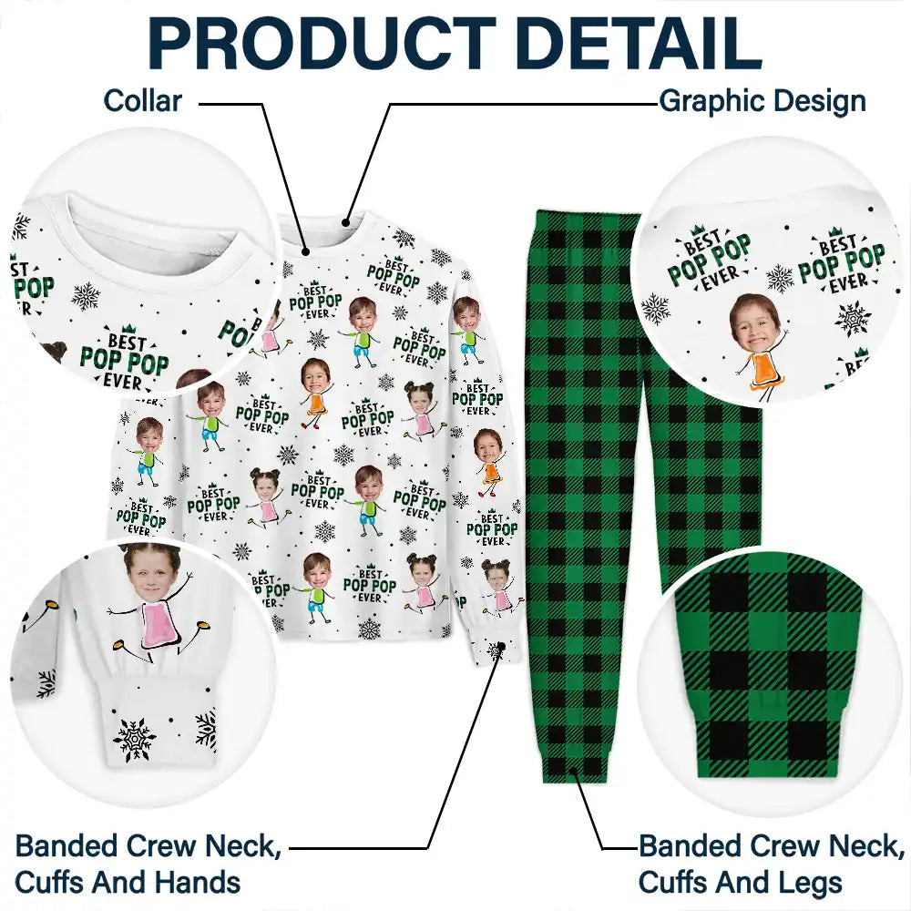 Happy,Gift For Grandma,Gift For Grandpa,Gift For Grandparents,Christmas - Custom Photo Best Nana Ever Gigi Papa Funny Children - Personalized Unisex Pajamas Set