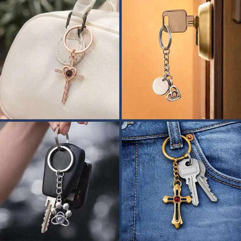 Old Best friends, Gift For Bestie - Custom Photo Besties Forever - Personalized Custom Shaped Photo Projection Keychain