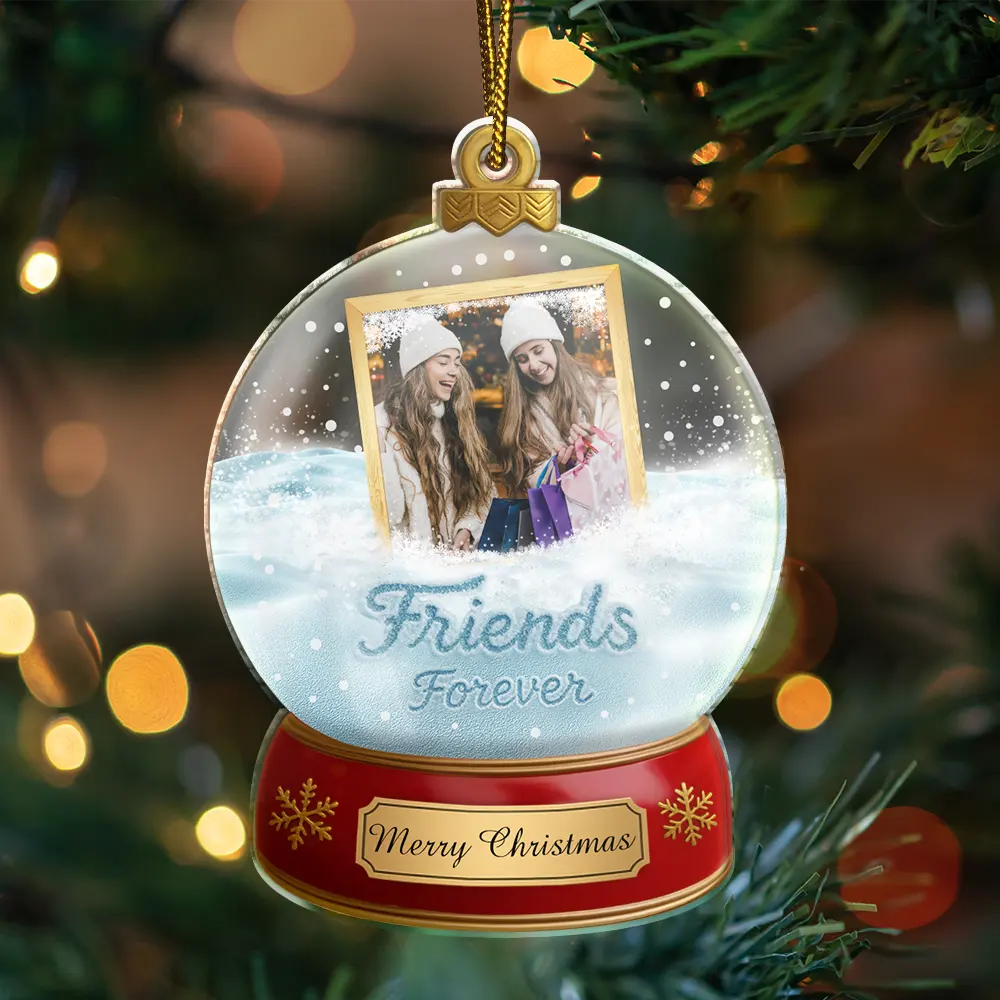 Gift For Bestie,Gift For Women,Gift For Men,Christmas,Happy - Custom Photo Besties Forever Christmas - Personalized Custom Shaped Acrylic Ornament