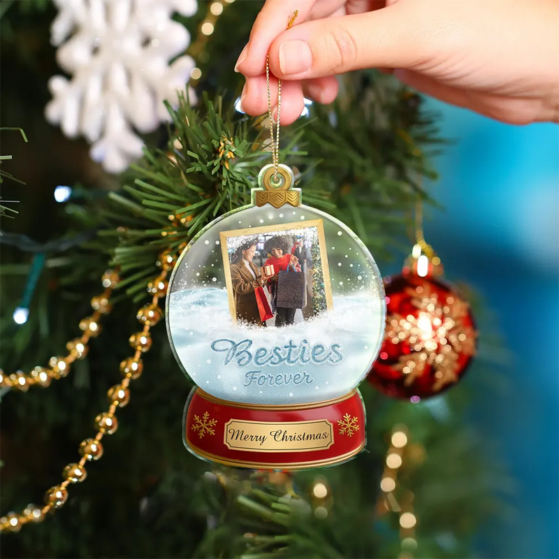 Gift For Bestie,Gift For Women,Gift For Men,Christmas,Happy - Custom Photo Besties Forever Christmas - Personalized Custom Shaped Acrylic Ornament