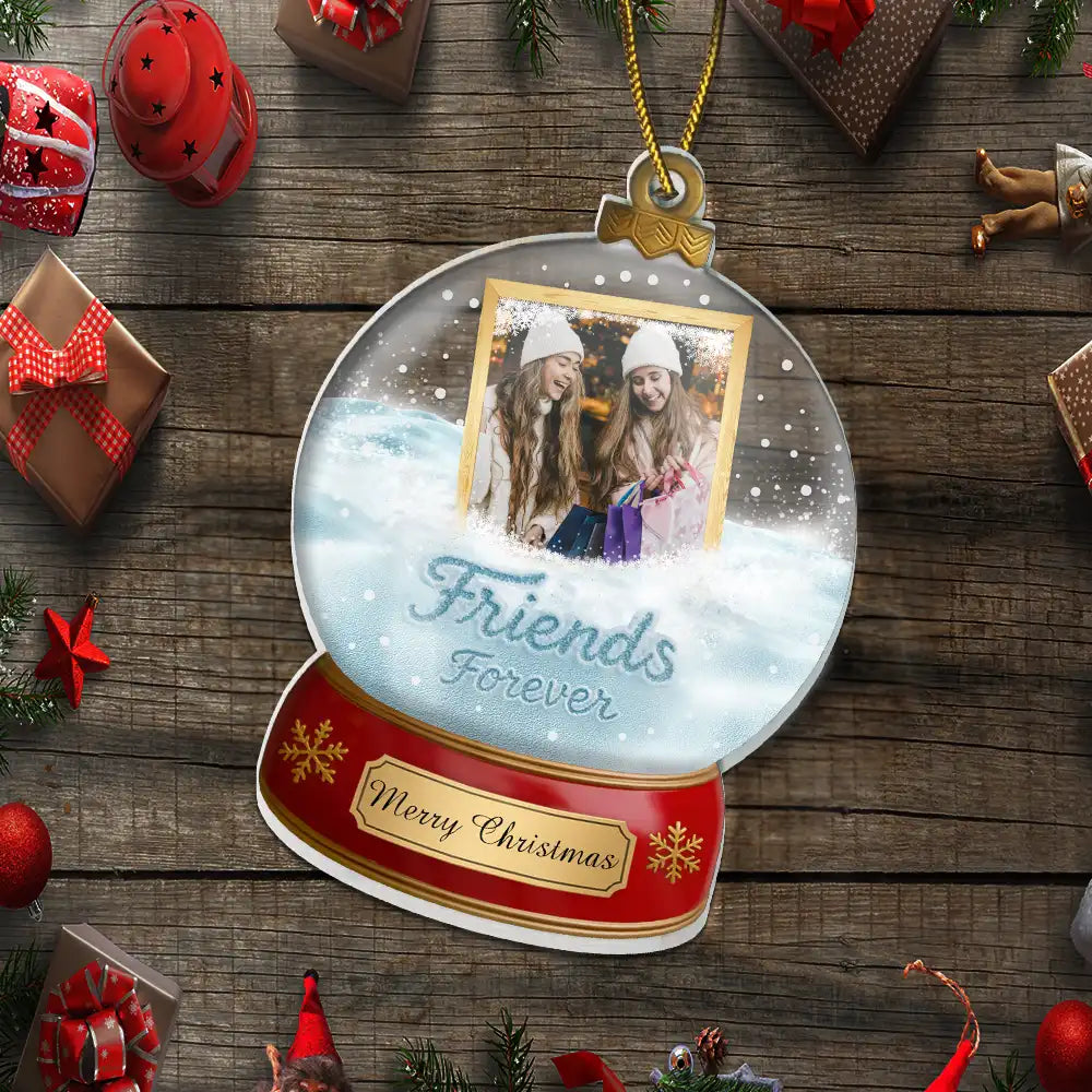 Gift For Bestie,Gift For Women,Gift For Men,Christmas,Happy - Custom Photo Besties Forever Christmas - Personalized Custom Shaped Acrylic Ornament