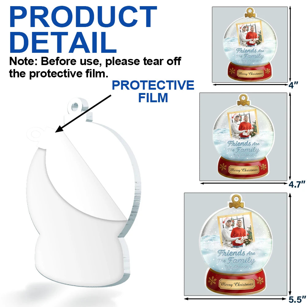 Gift For Bestie,Gift For Women,Gift For Men,Christmas,Happy - Custom Photo Besties Forever Christmas - Personalized Custom Shaped Acrylic Ornament