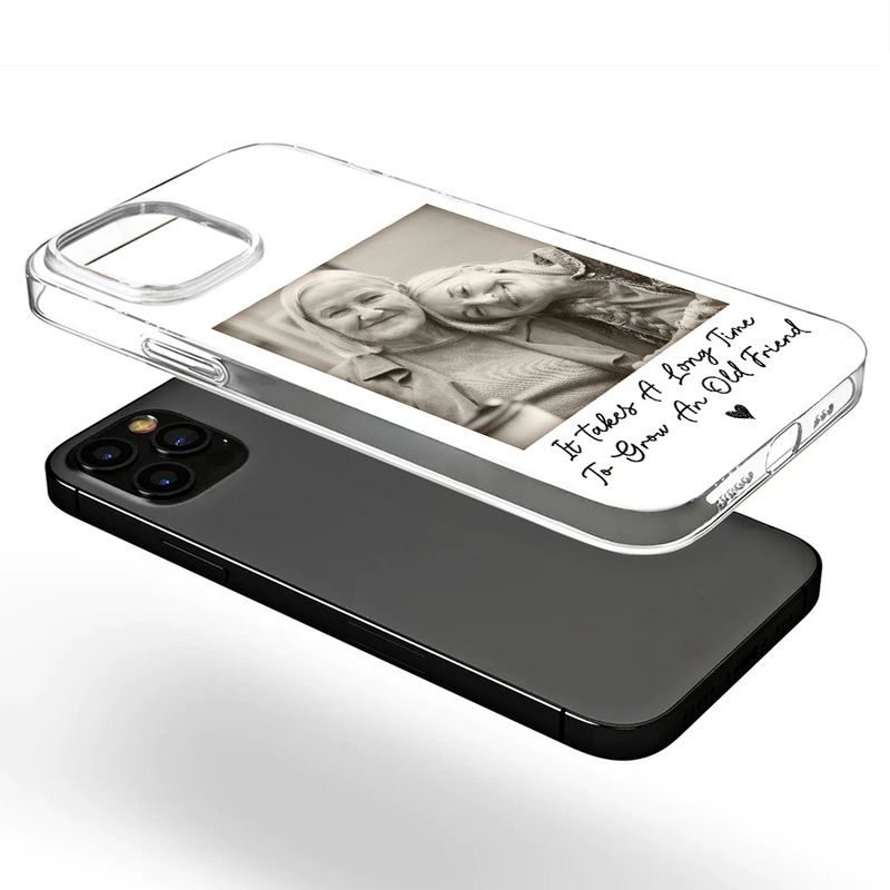 Gift For Bestie, Gift For Sisters, Custom Photo, Happy - Custom Photo Besties Gray Scale Right In The Throat - Personalized Clear Phone Case