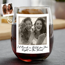Gift For Bestie,Gift For Sisters,Custom Photo,Happy  - Custom Photo Besties Gray Scale Right In The Throat - Personalized Stemless Wine Glass