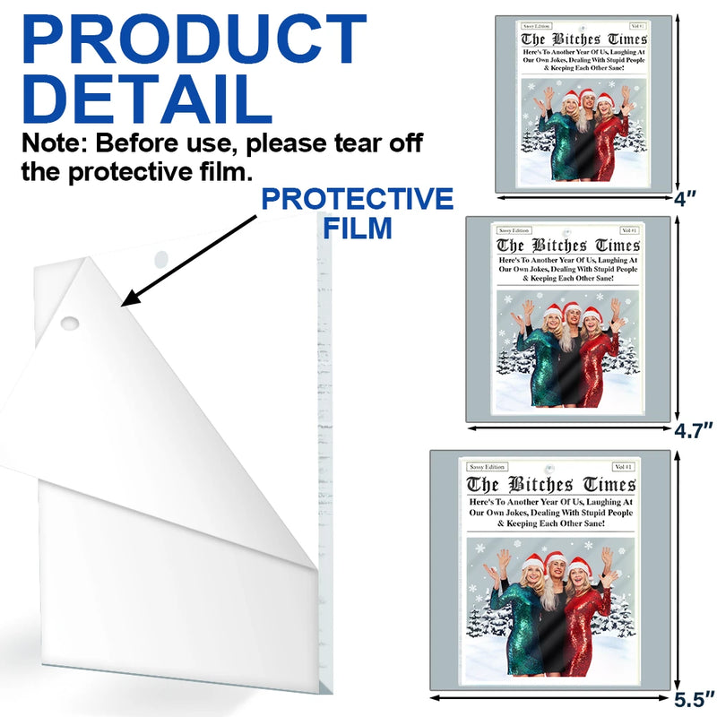 Christmas,Gift For Bestie,Happy,Custom Photo,Gift For Sisters - Custom Photo Besties Here's To Another Year Of Us - Personalized Custom Shaped Acrylic Ornament