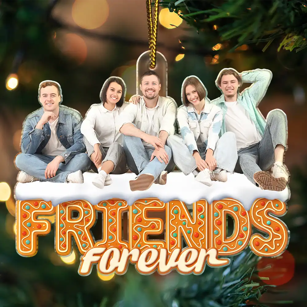 Christmas,Gift For Bestie,Gift For Sisters,Gift For Brothers,Gift For Sibling,Happy,Cousin,Family - Custom Photo Besties Sisters Family Forever Christmas Gingerbread - Personalized Custom Shaped Acrylic Ornament