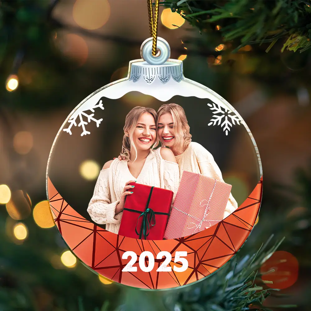 Custom Photo Besties Sisters Family Snowflakes - Personalized Custom Shaped Acrylic Ornament