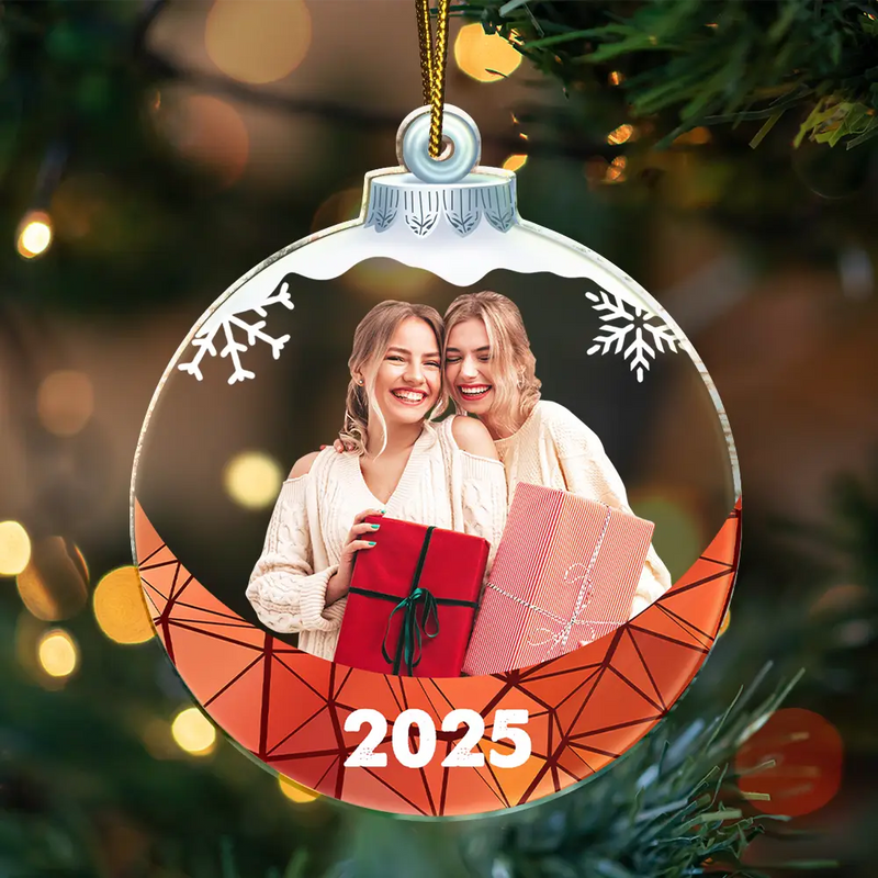 Custom Photo Besties Sisters Family Snowflakes - Personalized Custom Shaped Acrylic Ornament