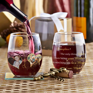Gift For Daughter,Mom,Daughters - Custom Photo Birth Flower Watching You Be A Mom - Personalized Stemless Wine Glass
