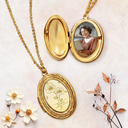 Gift For Mother,Gift For Yourself,Gift For Women,Happy - Custom Photo Birth Month Flower Lovely Bouquet - Personalized Locket Necklace