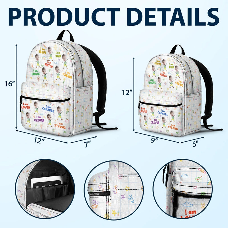 Gift For Kids,Back To School - Custom Photo Bloom Notes For Kids - Personalized Canvas Backpack