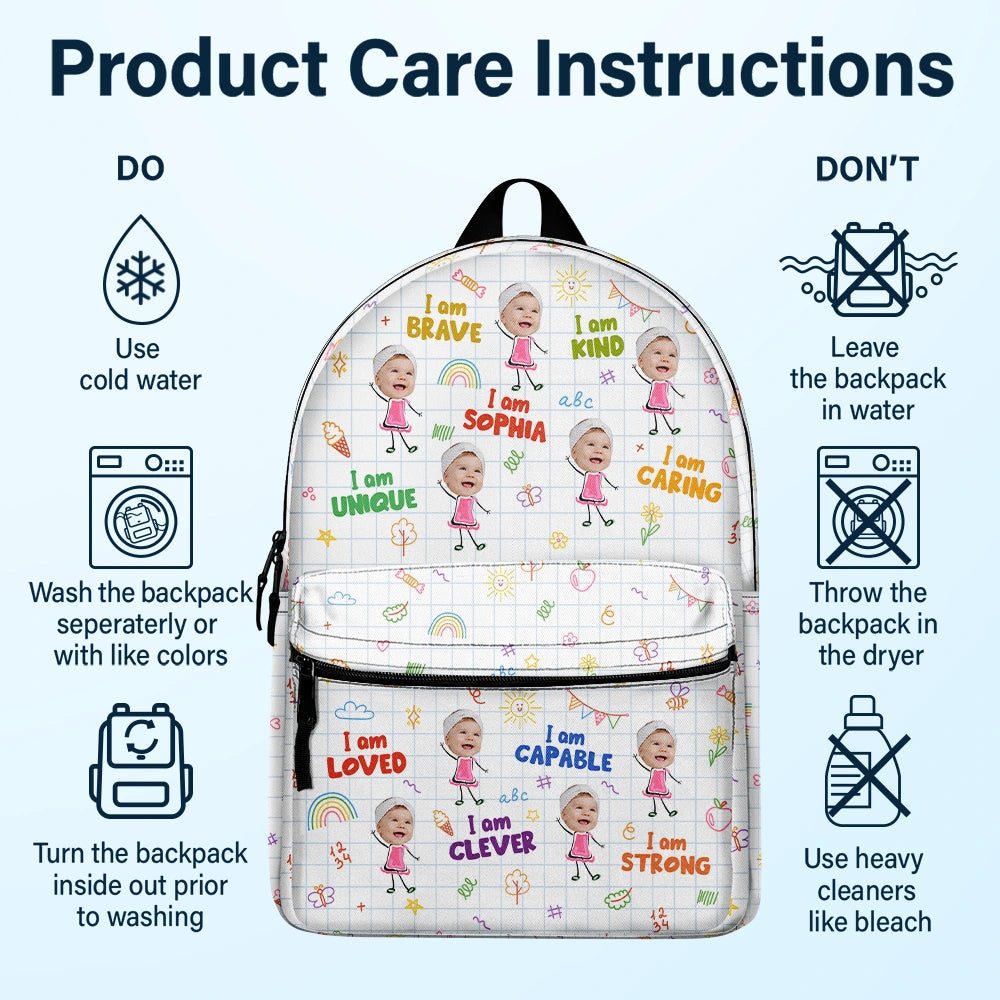 Gift For Kids,Back To School - Custom Photo Bloom Notes For Kids - Personalized Canvas Backpack