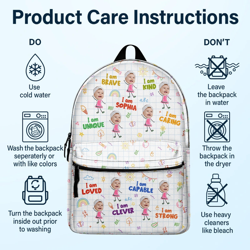 Gift For Kids,Back To School - Custom Photo Bloom Notes For Kids - Personalized Canvas Backpack