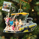 Gift For Yourself,Gift For Women,Gift For Men,Happy,Christmas,Custom Photo,Pontoon,Photo Hobby Ornament - Custom Photo Boating PonToon Christmas Decorations - Personalized Acrylic Photo Ornament