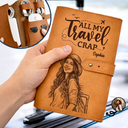 Custom Photo, Beach, Art Design, Summer, Gift For Yourself, Playful, Photo - Pencil Sketch - Bold - Custom Photo Bold Sketch All My Travel Crap Woman Man Portrait - Personalized Leather Cable Bag