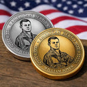 America 250th,Custom Photo,Independence Day,Art Design,Family,Proud,Photo - Pencil Sketch - Bold - Custom Photo Bold Sketch American Hero 250 Years Of Freedom - Personalized Commemorative Keepsake Coin