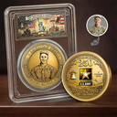 America 250th,Custom Photo,Independence Day,Art Design,Family,Proud,Photo - Pencil Sketch - Bold - Custom Photo Bold Sketch American Hero 250 Years Of Freedom - Personalized Commemorative Keepsake Coin