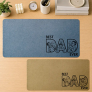 Gift For Husband,Gift For Yourself,Gift For Men,Gift For Father,Non-Eng,Photo - Pencil Sketch (Bold),Cozy - Custom Photo Bold Sketch Best Dad Ever - Personalized Leather Desk Mat