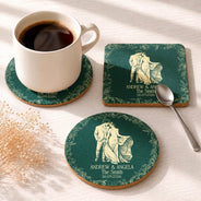Art Design,Custom Photo,Romantic,Gift For Couples,Wedding,Photo - Pencil Sketch - Bold - Custom Photo Bold Sketch Couples Wedding Engaged Bachelor Party - Personalized Cork Coaster