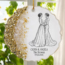 Art Design,Custom Photo,Romantic,Gift For Couples,Wedding,Photo - Pencil Sketch - Bold - Custom Photo Bold Sketch Couples Wedding Engaged Bachelor Party - Personalized Resin Ornament