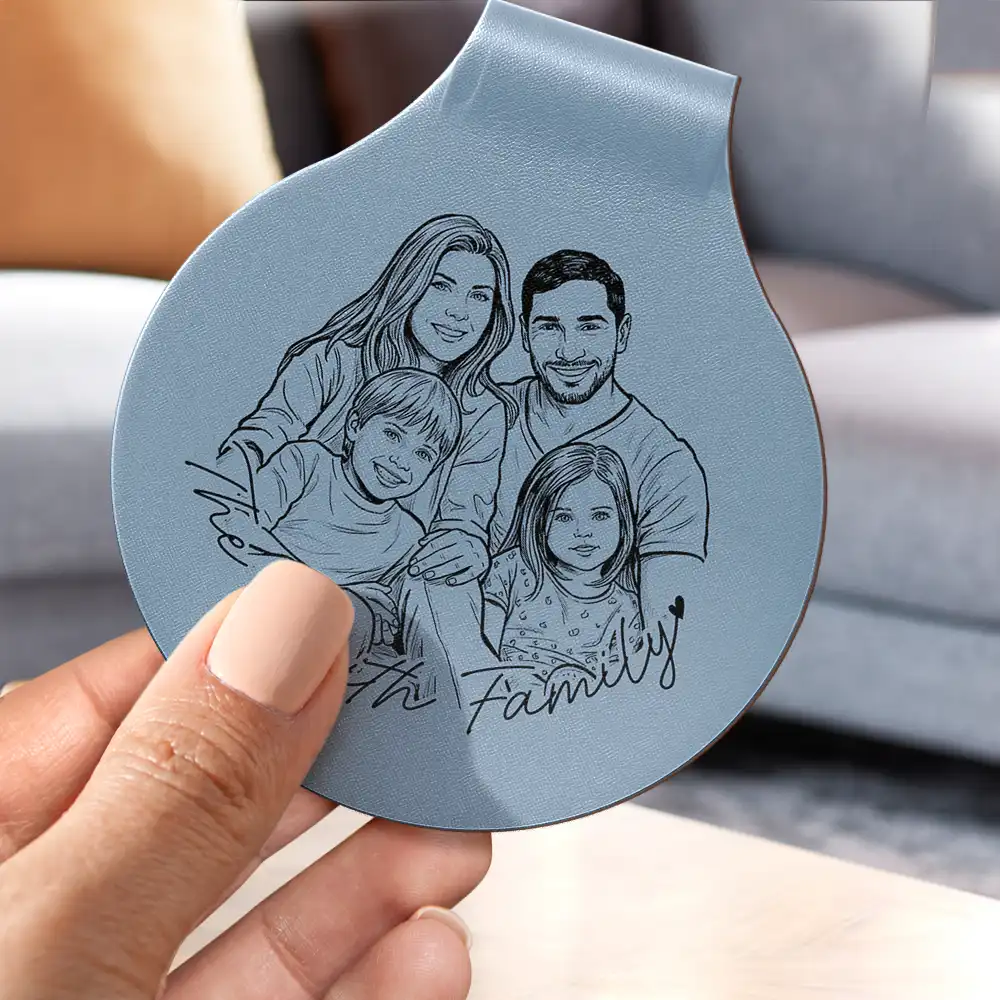 Family,Gift For Father,Gift For Bestie,Gift For Brothers,Gift For Sibling,Gift For Grandpa,Gift For Husband,Gift For Women,LGBT,Non-Eng,Photo - Pencil Sketch (Bold),Cozy - Custom Photo Bold Sketch Family Besties Dog Cat Portrait - Personalized Custom Shaped Leather Keychain