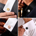 Art Design,Sentimental,Pet Lovers,Memorial,Photo - Pencil Sketch - Bold - Custom Photo Bold Sketch Forever In My Heart Memorial - Personalized Circular Cufflinks