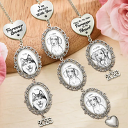 Art Design, Custom Photo, Sympathetic, Gift For Yourself, Wedding, Photo - Pencil Sketch - Bold - Custom Photo Bold Sketch Forever In My Heart Memorial Portrait - Personalized Wedding Charm